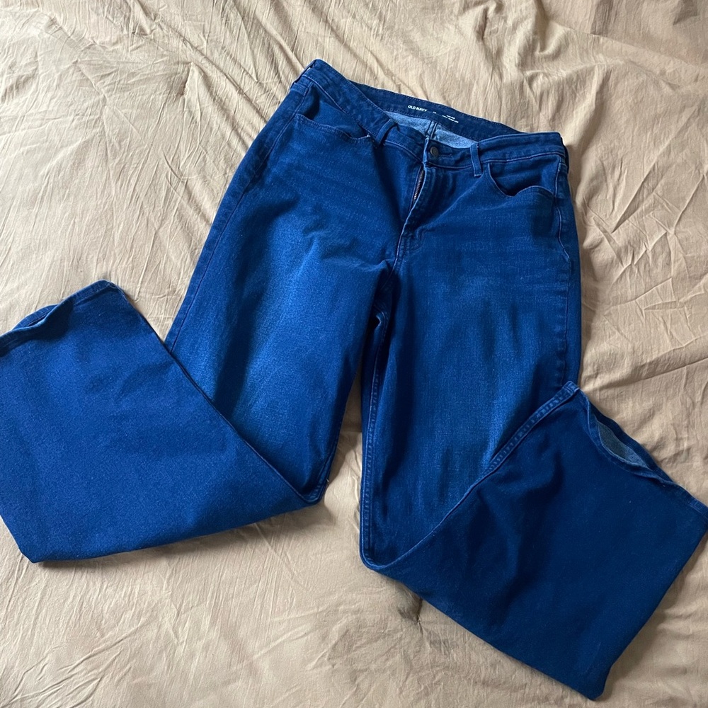 Old Navy Women's Deep Blue Wide Leg Jeans